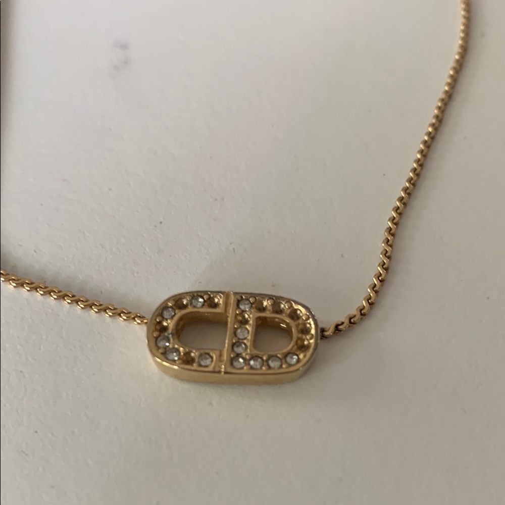 Dior Gold Necklace with Crystal Embellished Pendant missing stones - Picture 1 of 4